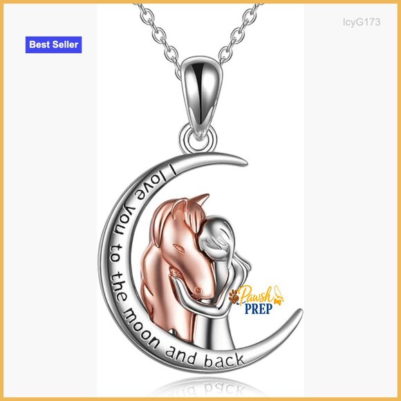 925 Sterling Silver Horse Pendant Necklace with Cubic Zirconia Stones